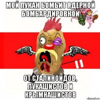 мой пукан бомбит ядерной бомбардировкой от сталиноидов, лукашистов и крымнашистов