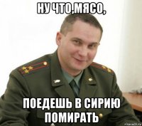 ну что,мясо, поедешь в сирию помирать