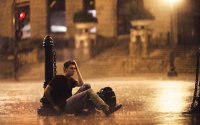Создать мем Boy Street Rain