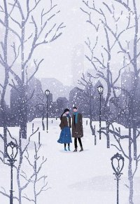 Создать мем Вечерний снег