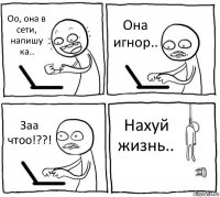 Оо, она в сети, напишу ка.. Она игнор.. Заа чтоо!??! Нахуй жизнь..