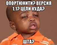 опортюнити? версия 1.1? цели куда? шта?