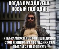 когда празднуешь новый год один и на кампухтере стоит шведский стол и живот из последних сил пытается не лопнуть