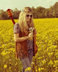 Создать мем Hippie girl