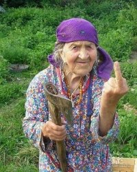 Создать мем Злая бабка