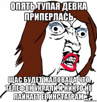 опять тупая девка приперлась щас будет жаловаца что телефон украли и никто не лайкает ее инстаграм