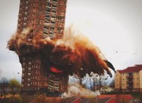Создать мем Снос многоэтажного здания