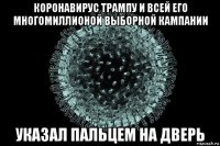 коронавирус трампу и всей его многомиллионой выборной кампании указал пальцем на дверь