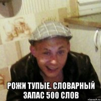  рожи тупые. словарный запас 500 слов