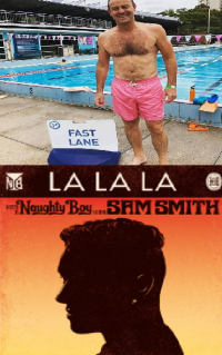 Создать мем Donovan pool and sam smith с Naughty Boyeм La La La