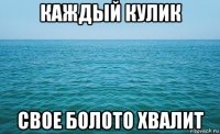 каждый кулик свое болото хвалит