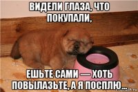 видели глаза, что покупали, ешьте сами — хоть повылазьте, а я посплю...