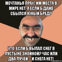 мечтанья прах! им места в мире нет. а если б даже сбылся юный бред? что, если б выпал снег в пустыне знойной? час или два лучей – и снега нет!