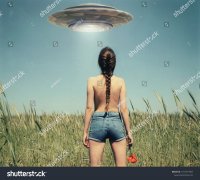 Создать мем UFO - Wheatfield Girl