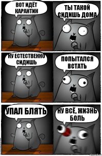 Вот идёт карантин Ты такой сидишь дома Ну естественно сидишь Попытался встать Упал блять Ну всё, жизнь боль