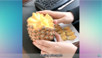 Создать мем Peeling pineapple