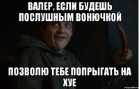 валер, если будешь послушным вонючкой позволю тебе попрыгать на хуе