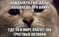 каждый раз когда ты забываешь про войну где-то в мире плачет 100 грустных котиков