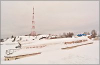 Создать мем Зимняя телевышка