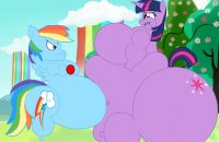 Создать мем Fat Rainbow Dash VS Enormous Twilight Sparkle