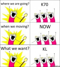 where we are going? K70 when we moving? NOW What we want? KL