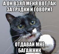 а он взял меня вот так за грудки и говорит отдавай мне багажник