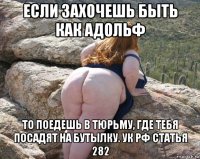 если захочешь быть как адольф то поедешь в тюрьму, где тебя посадят на бутылку. ук рф статья 282