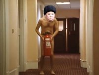 Создать мем Kim Jong Un room 426 with fire extinguisher Mr Bean