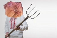 Создать мем Злой кот Гарфи с вилами