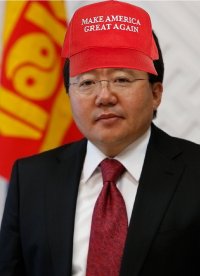 Создать мем Tsakhiagiin Elbegdorj Make America Great Again hat