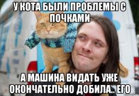 у кота были проблемы с почками а машина видать уже окончательно добила.. его