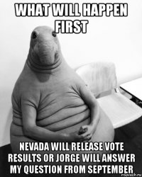 what will happen first nevada will release vote results or jorge will answer my question from september