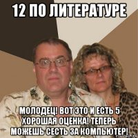 12 по литературе молодец! вот это и есть 5 хорошая оценка! теперь можешь сесть за компьютер!