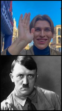 Создать мем Мирос и Гитлер