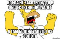 когда не захотел идти в общественный туалет а там были туалеты из золота