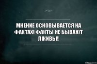 мнение основывается на фактах! факты не бывают лживы!