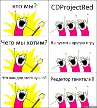 кто мы? CDProjectRed Чего мы хотим? Выпустить крутую игру Что нам для этого нужно? Редактор гениталий