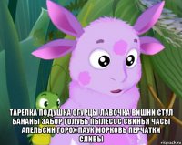  тарелка подушка огурцы лавочка вишни стул бананы забор голубь пылесос свинья часы апельсин горох паук морковь перчатки сливы
