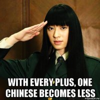  with every plus, one chinese becomes less