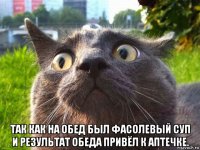  так как на обед был фасолевый суп и результат обеда привёл к аптечке.