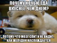 почему ночью еда вкуснее, чем днем? потому что мозг спит и не видит, как желудок наслаждается