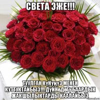 света эже!!! туулган күнүңүз менен куттуктайбыз!!! дүйнөдөгү баардык жакшылыктарды каалайбыз