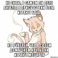 не знаю, в самом ли деле ангелы в присутствии бога играют баха, но я уверен, что в своем домашнем кругу они играют моцарта