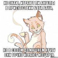 не знаю, играют ли ангелы в присутствии бога баха, но в своём домашнем кругу они точно играют моцарта