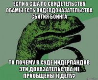 если у сша по свидетельству обамы есть видеодоказательства сбития боинга то почему в суде нидерландов эти доказательства не приобщены к делу?