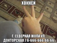 хоккей г. северная жопа ул. докторская 7 6-666-666-66-66