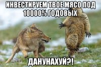 инвестируем твое мясо под 10000% годовых данунахуй?!