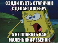 сэнди пусть старичок сделает алгебру а не плакать как маленький ребёнок