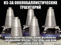 из-за околобаллистических траекторий хохлы в манитобе будуы крайне недовольны (околобаллистические траектории у них прям над головой проходят)