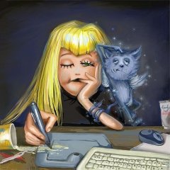 девушка и кот